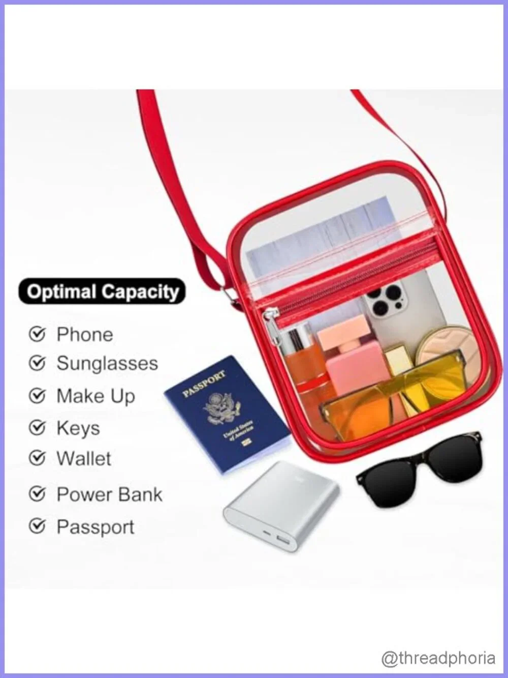 Stadium Approved Clear Messenger Bag Clear PVC Crossbody Bag with Adjustable